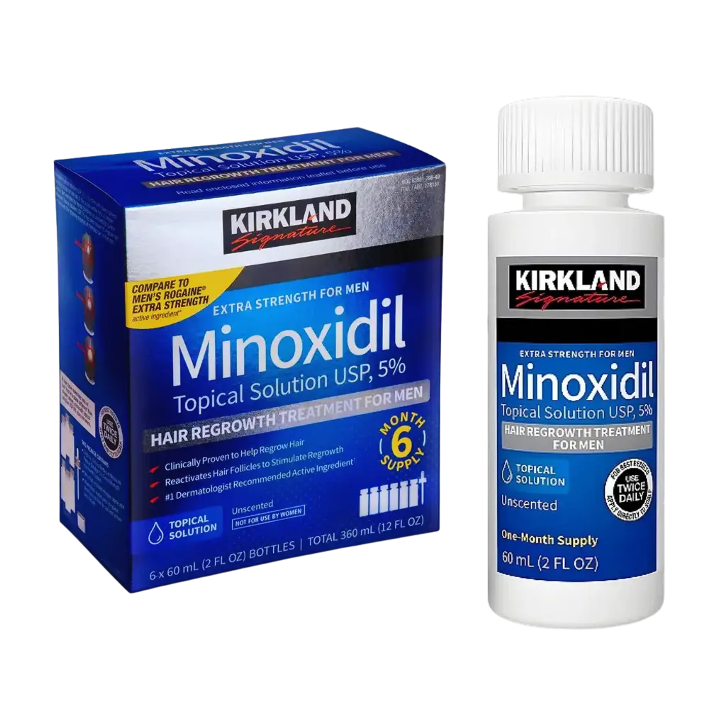 Frasco e caixa do Minoxidil Kirkland 5% Original